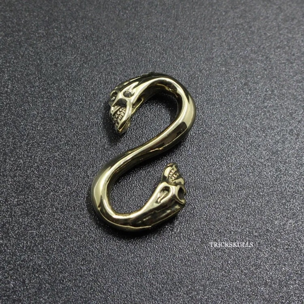 Skull Hooks Brass S Hooks Lot of 2 Copper Alloy Skulls Hook Retro DIY Crafts